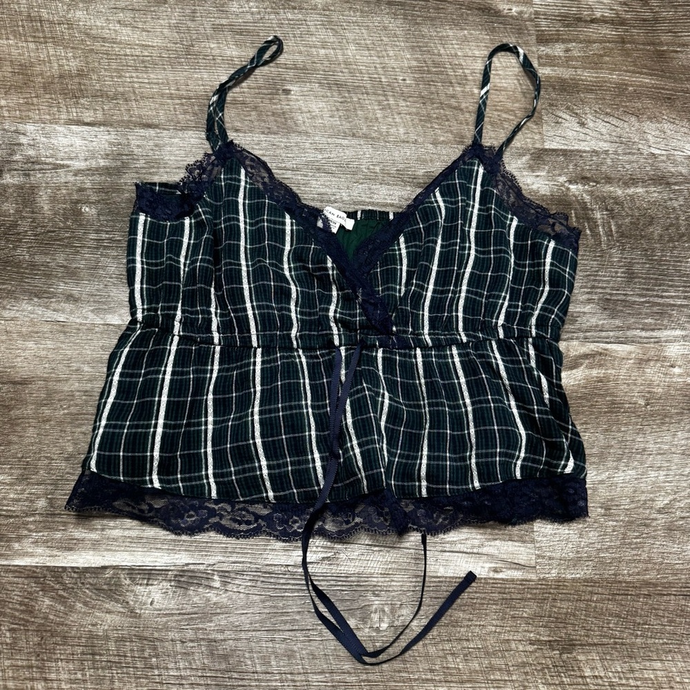American Eagle Plaid Tank Top Crop Top Size Medium